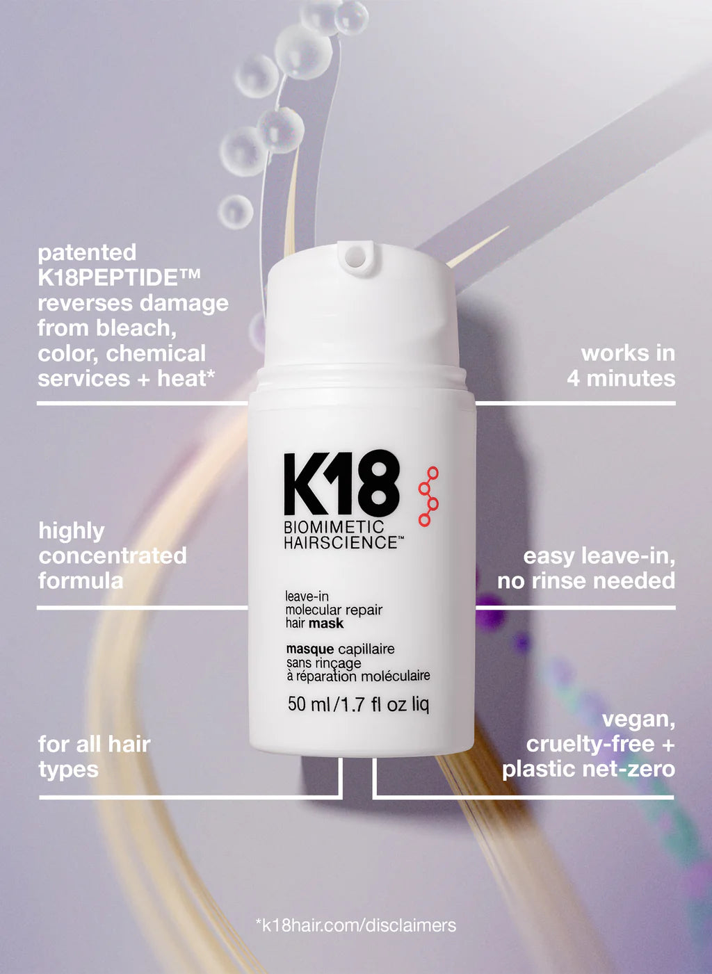 leave-in molecular repair hair mask – K18 Hair