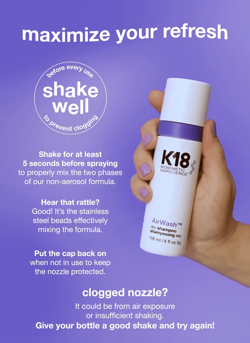 AirWash™ dry shampoo